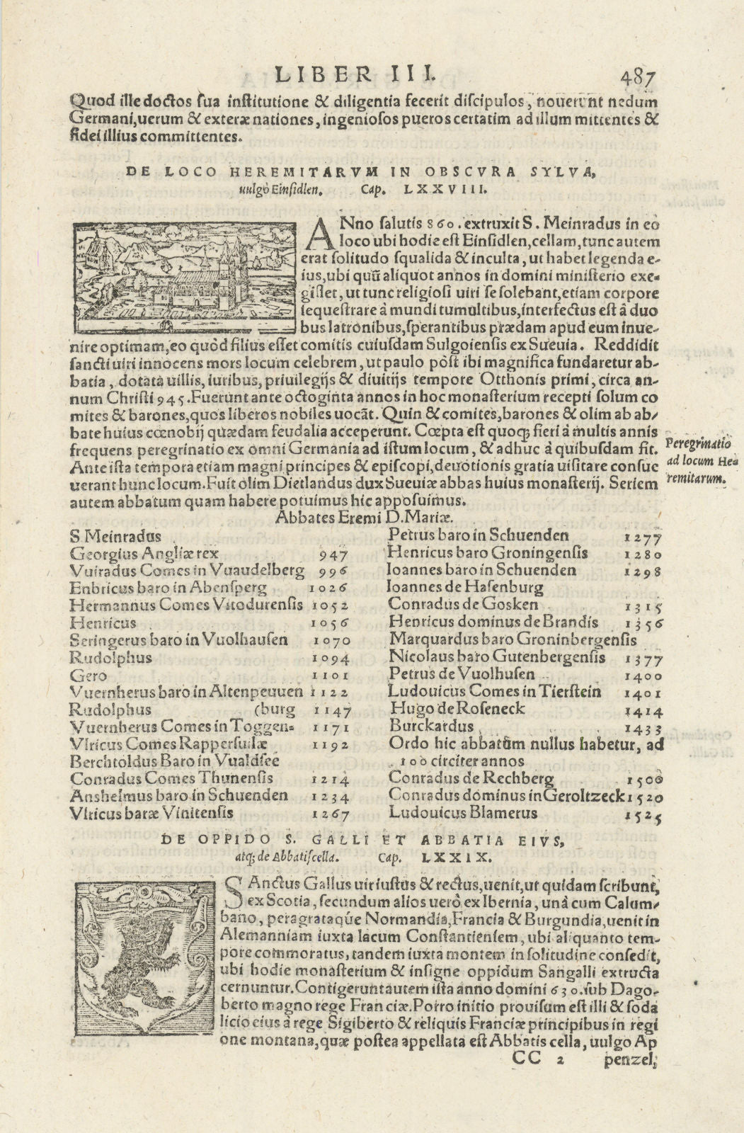 De loco heremitarum in obscura sylva. Einsiedeln Abbey, Switzerland MÜNSTER 1572